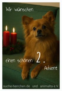 suche-herrchen.de und Animalta e.V. wünschen einen schönen 2. Advent.